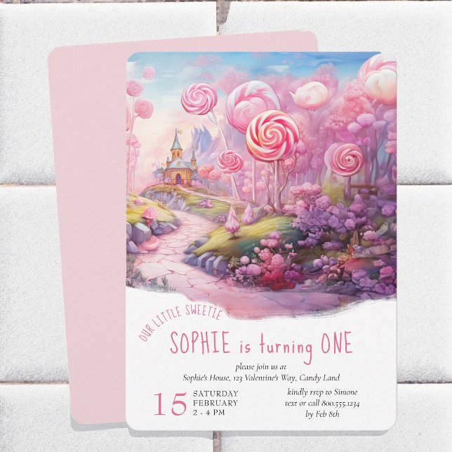 Convites Pequeno Docinho Fairtytalo, primeiro aniversario d (Fairytale Candyland girl's birthday invitation - available printed or diy printable download)
