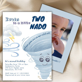Convites Pequeno Dois Nado Fofo Tornado 2ª Foto Aniversário