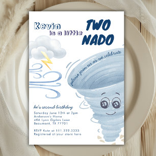 Convites Pequeno Dois Nado Fofo Tornado 2º Aniversário Meni