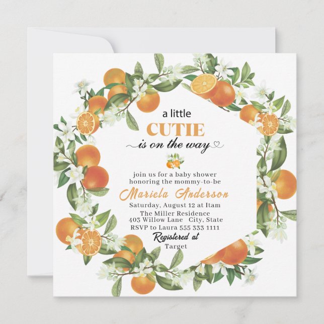 Convites Pequeno e elegante Citrus Orange WaterInvitation (Frente)