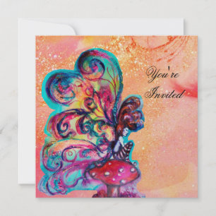 Convites PEQUENO ELF DE COGUMELOS, amarelo-rosa, dourado-br