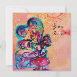 Convites PEQUENO ELF DE COGUMELOS, rosa brilho amarelo dour