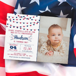 Convites Pequeno Firecracker 4º De Julho primeiro aniversar