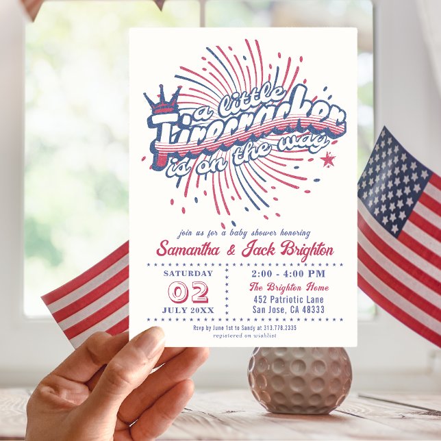 Convites Pequeno Firecracker, Chá de fraldas 4 de julho nos (Criador carregado)