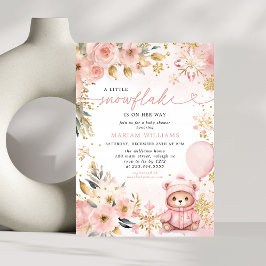 Convites Pequeno Floco de Neve Chá de fraldas de Urso Flora