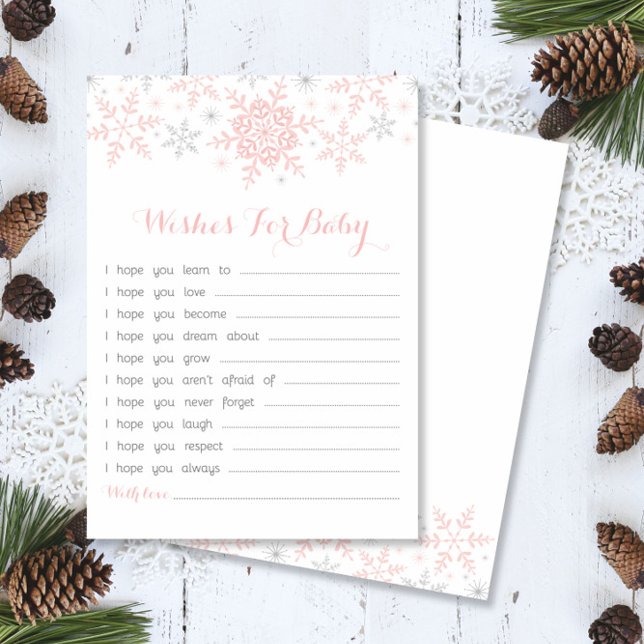 Convites Pequeno Floco de Neve Desejo, Rosa e Prata (Criador carregado)