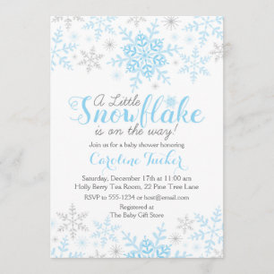 Convites Pequeno Floco de Neve Menino Chá Prata Azul