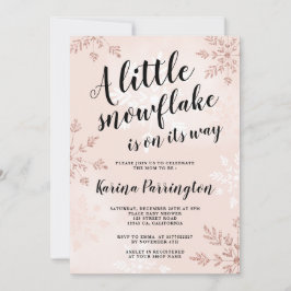 Convites Pequeno floco de neve rosa dourado chá de fraldas 