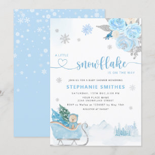 Convites Pequeno Floco de Neve Urso de Teddy Menino Chá de 