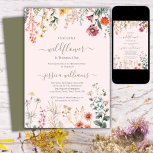 Convites Pequeno Flor Selvagem Transformando Um primeiro an
