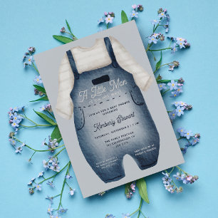 Convites Pequeno Homem Cinto Bebê Azul Chá de fraldas de Aq