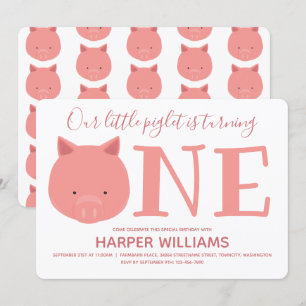 Convites Pequeno Leitão Transformando Um Animal Primeiro A