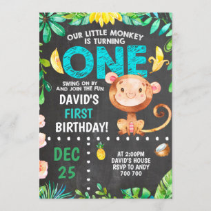 Convites Pequeno Macaco Primeira Festa de Aniversário