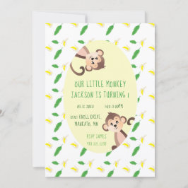 Convites Pequeno Macaco Primeiro Aniversário Banana Pega Ve