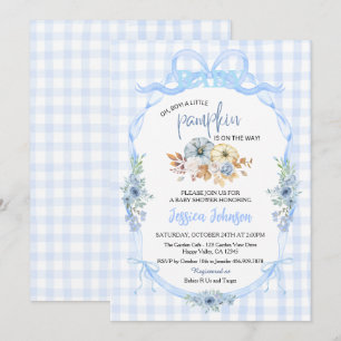 Convites Pequeno Menino Abóbora Chuveiro Azul Coquette Xadr