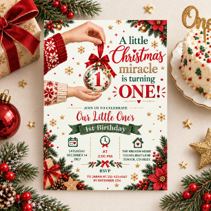 Convites Pequeño Milagre de Natal Primeiro Aniversário