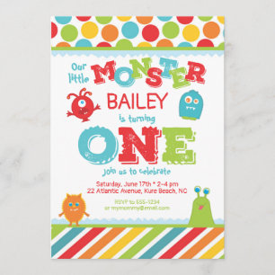 Convites Pequeno Monstro 1rua Primeiro Aniversário