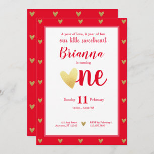 Convites Pequeno Namorados Querido Coração Primeiro Anivers