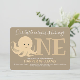 Convites Pequeno Octopus Virando Um Animal Primeiro Anivers