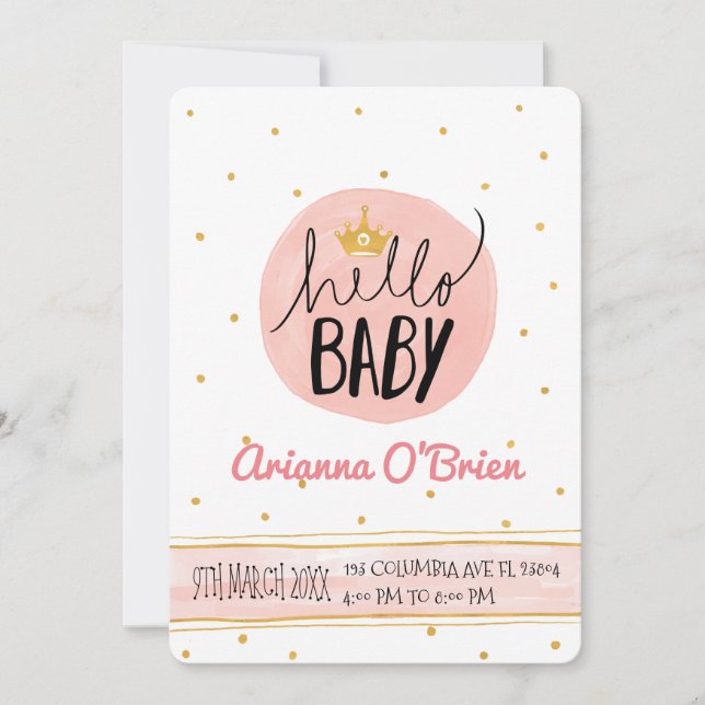 Convites Pequeno ouro da coroa espeta o chá de fraldas real (Frente)