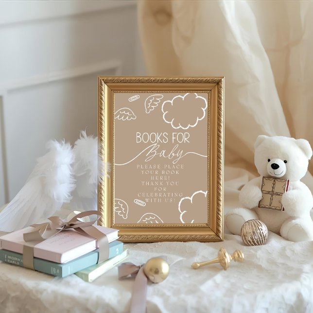 Convites Pequeno Pedaço do Céu Bege Livros para Bebê Sinal (Little Piece of Heaven beige Books for Baby Sign)