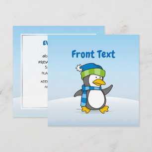 Convites Pequeno pinguim andando na neve