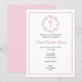 Convites Pequeno Pink Watercolor Blossoms Fia e Cruz