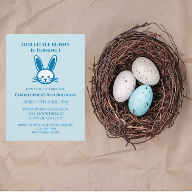 Convites Pequeno primeiro aniversario Bunny (Criador carregado)