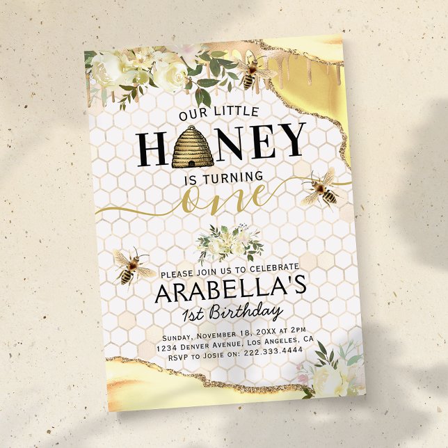 Convites Pequeno primeiro aniversario de Abelhas (Criador carregado)