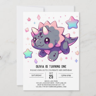 Convites Pequeno primeiro aniversario de Dinossauro Elegant