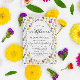 Convites Pequeno primeiro aniversario de flor selvagem