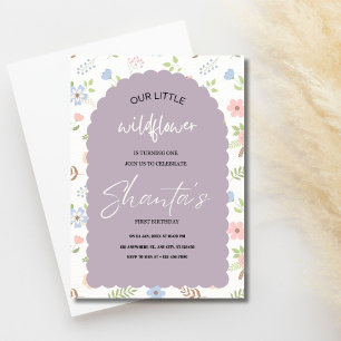 Convites Pequeno primeiro aniversario de flor silvestre mod