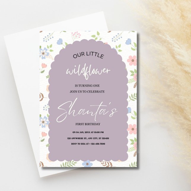 Convites Pequeno primeiro aniversario de flor silvestre mod (Our Little Wildflower Birthday Invite)