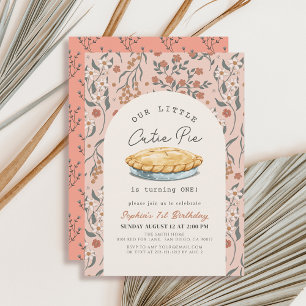 Convites Pequeno primeiro aniversario de Garota Floral Rosa