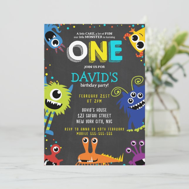 Convites Pequeno primeiro aniversario de giz de Festa de an (Em pé/Frente)