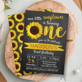 Convites Pequeno primeiro aniversario de Sunflower Chalkboa