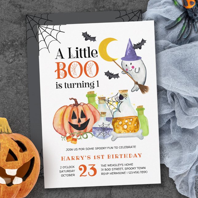 Convites Pequeno primeiro aniversario do Boo Halloween Fant (Criador carregado)