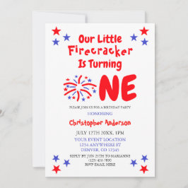 Convites Pequeno primeiro aniversario Firecracker