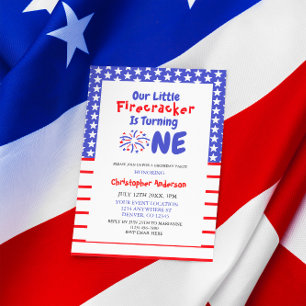 Convites Pequeno primeiro aniversario Firecracker
