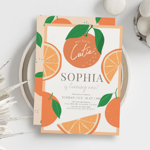 Convites Pequeno primeiro aniversario Laranja Moderno Cutie