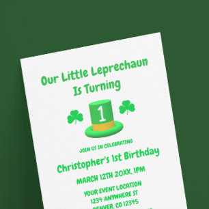 Convites Pequeno primeiro aniversario Leprechaun