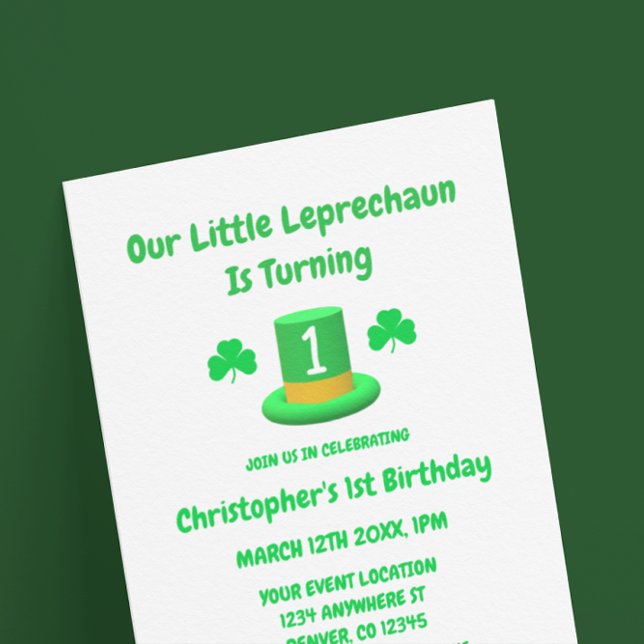 Convites Pequeno primeiro aniversario Leprechaun (Criador carregado)