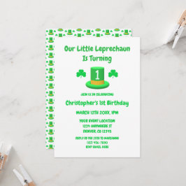 Convites Pequeno primeiro aniversario Leprechaun