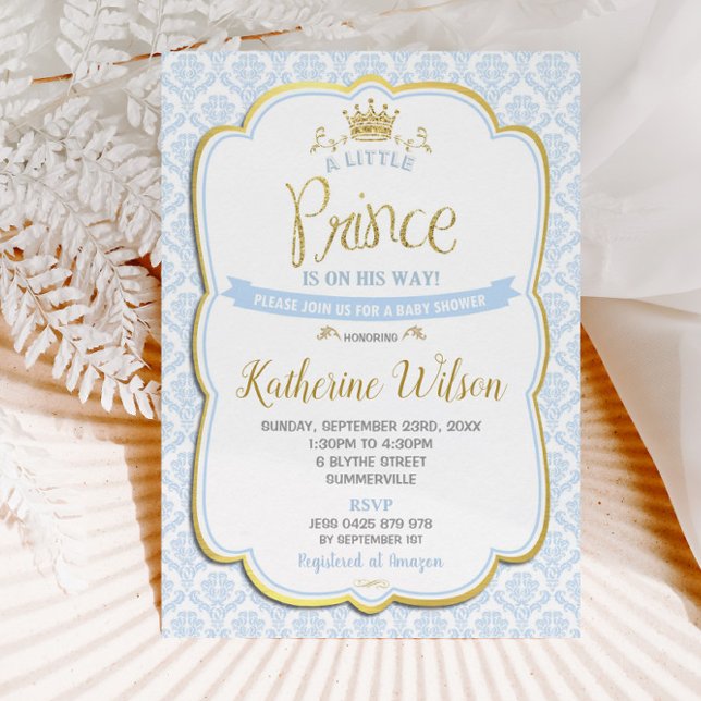 Convites Pequeno Príncipe Chá de fraldas Azul Damasco (Criador carregado)