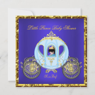 Convites Pequeno Príncipe Chuvada de Bebê Azul Dourado Meni