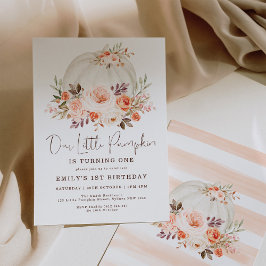 Convites Pequeno Pumpkin Blush Peach Cai no outono, Anivers