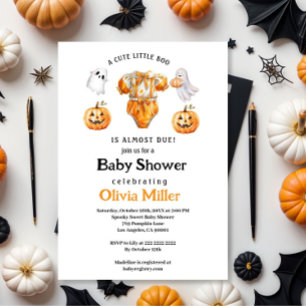 Convites Pequeno Pumpkin Boo - Chá de fraldas do Dia das Br