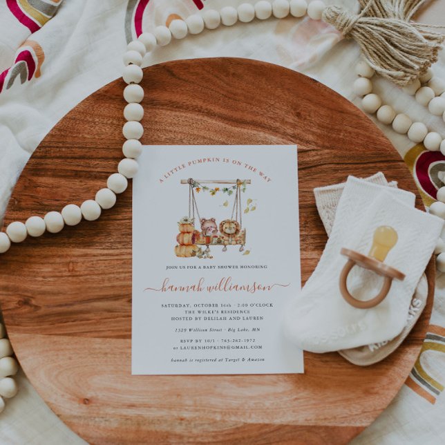 Convites Pequeno Pumpkin | Chá de fraldas de outono (Criador carregado)
