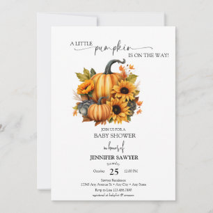 Convites Pequeno Pumpkin   Chá de fraldas de queda