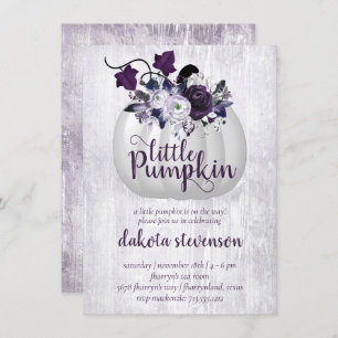 Convites Pequeno Pumpkin   Chá de fraldas Roxo Violeta